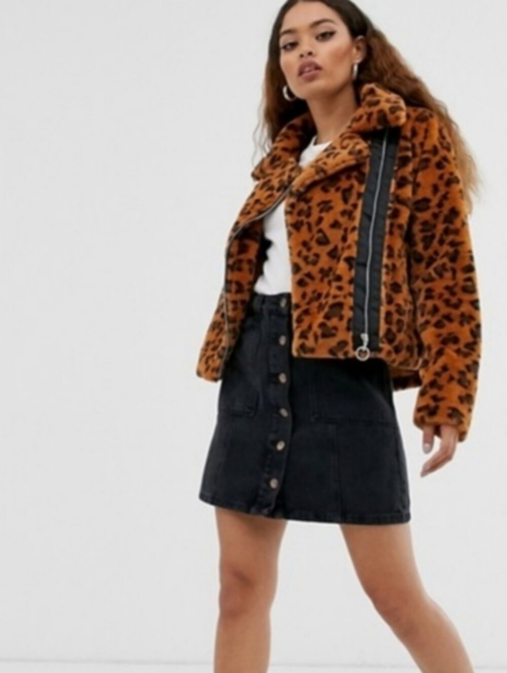 Brave Souls ASOS Leopard Print Faux Fur Jacket Women's S